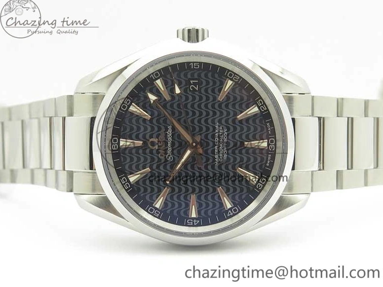 0228 FlexibleFit Aqua Terra 150M SS VSF 1:1 Best Edition Black Wave Textured Dial RG Hand on SS Bracelet A8500 Super Clone 8032